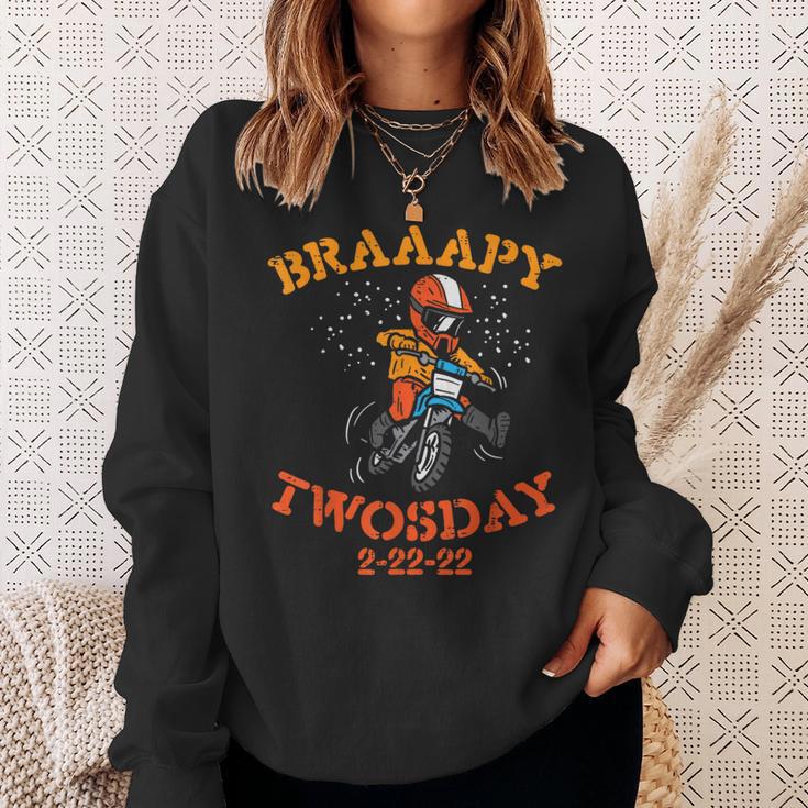 Motocross Braaapy Twosday 2-22-22 2Sday 2S Day Dirt Bike Sweatshirt Gifts for Her