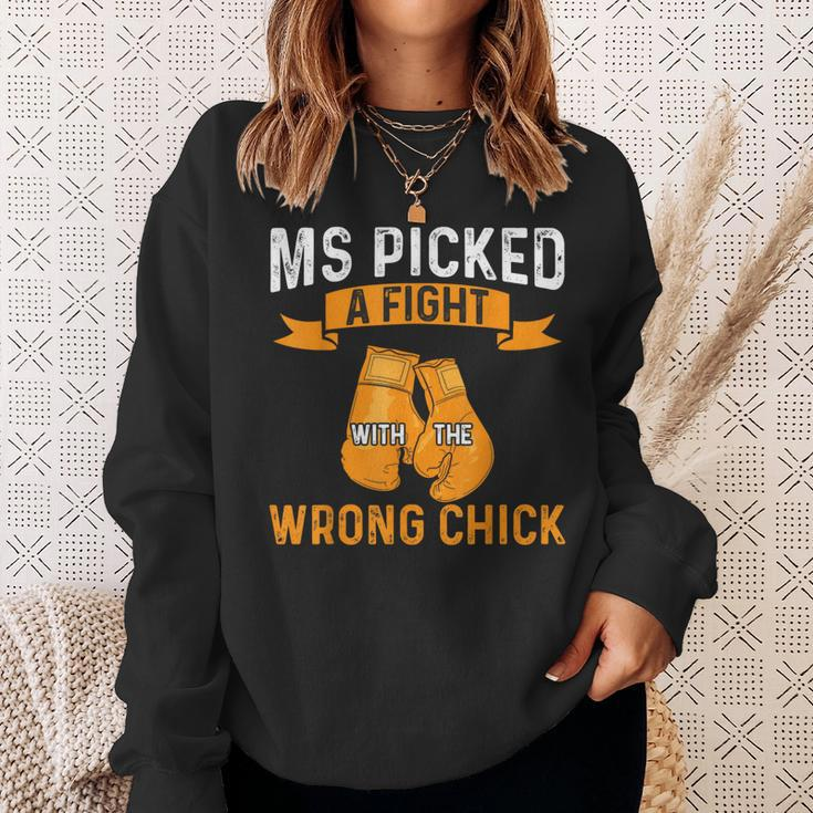 Ms Warrior Ms Picked A Fight Multiple Sclerosis Awareness Sweatshirt Gifts for Her
