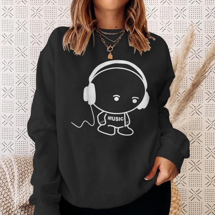 Musicman With Headset Stick Figure Sweatshirt Gifts for Her