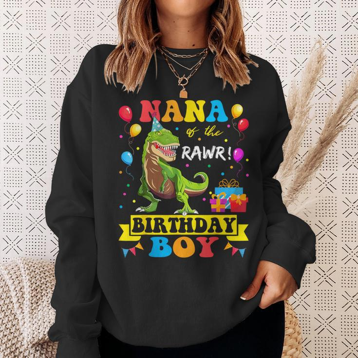Nana Of The Birthday Boy T-Rex Rawr Dinosaur Birthday Boy Sweatshirt Gifts for Her
