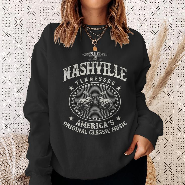Nashville Music City Usa Guitar Vintage Sweatshirt Gifts for Her