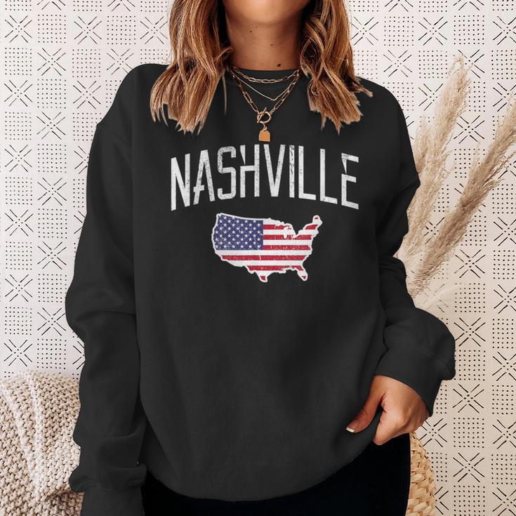 Nashville Tennessee City Pride Usa Flag Distressed Sweatshirt Gifts for Her