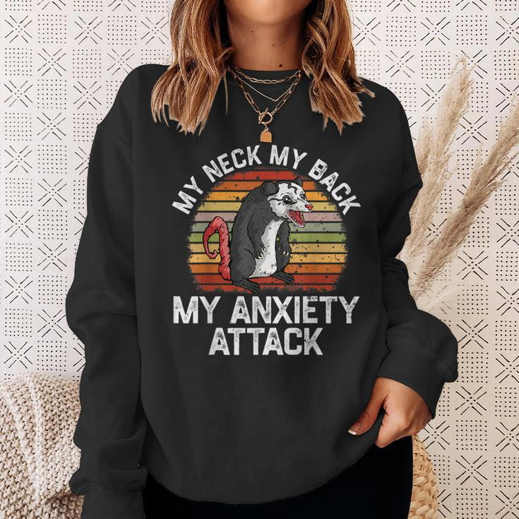 My Neck My Back My Anxiety Attack Opossum Sunset Vintage Sweatshirt Gifts for Her