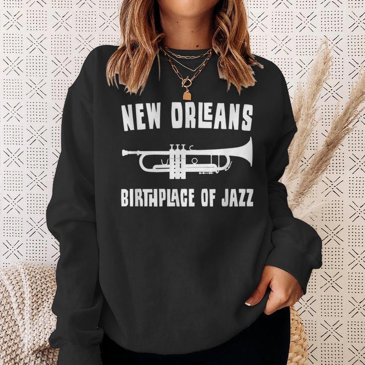 New Orleans Birthplace Of Jazz Trumpet Nola Sweatshirt Gifts for Her