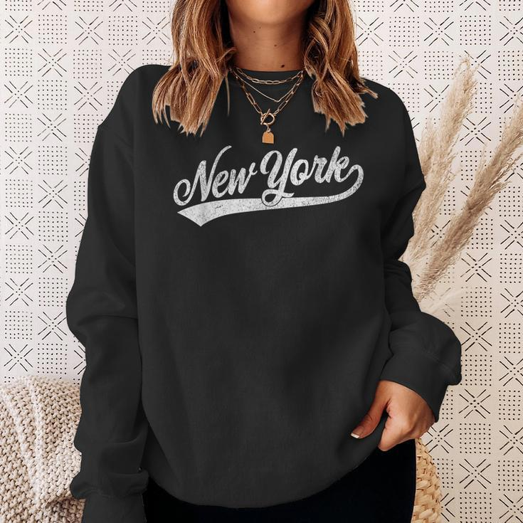 New York City Baseball Script Sweatshirt Gifts for Her
