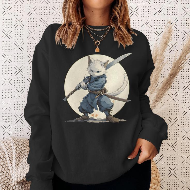 Ninja Katze Mit Großem Schwert Sweatshirt Geschenke für Sie
