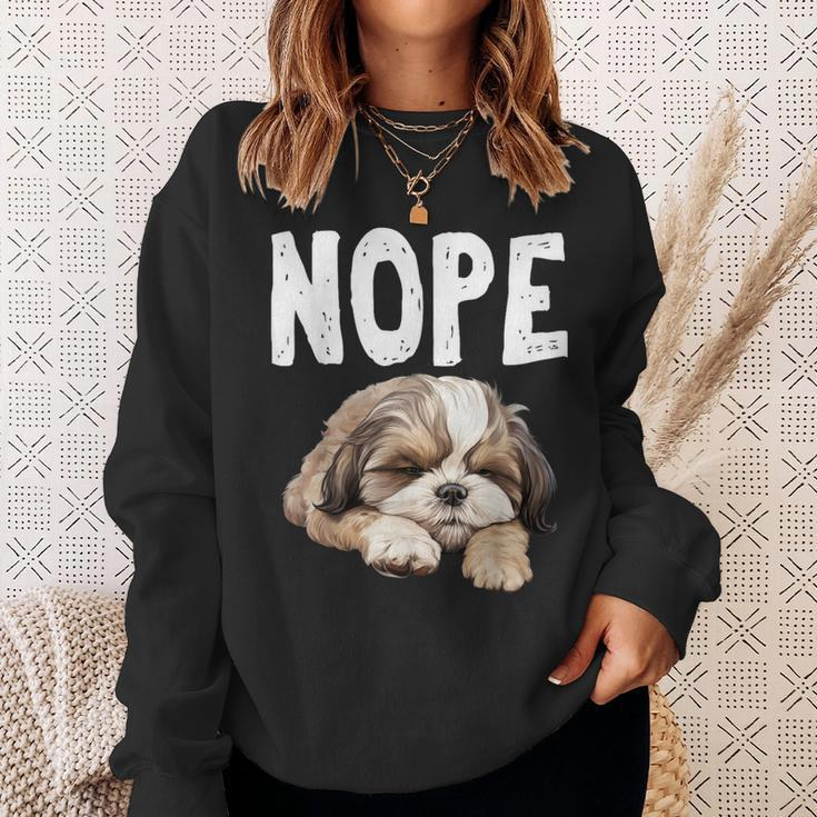 Nope Lazy Dog Shih Tzu Sweatshirt Gifts for Her