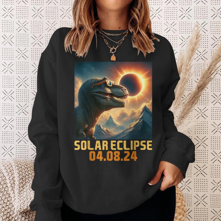 North AmericaRex Dinosaur Glasses Solar Eclipse 4 08 24 Sweatshirt Gifts for Her