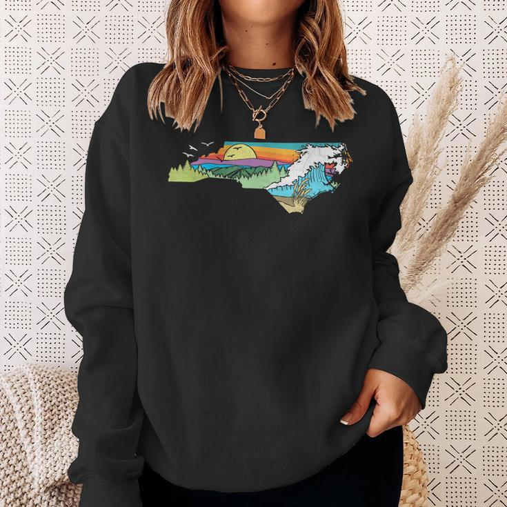 North Carolina Outdoors Retro Nature Lover Graphic Sweatshirt Gifts for Her