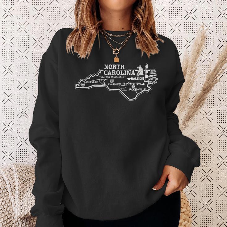 North Carolina State Map Travel Souvenir Vintage Sweatshirt Gifts for Her