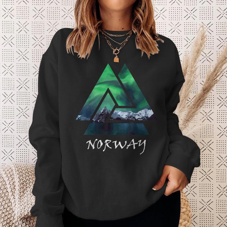 Norway Northern Lights Geometric Travel Sweatshirt Gifts for Her