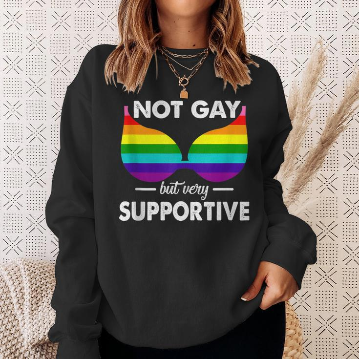 Not Gay But Very Supportive Lgbt Straight Bra Meme Sweatshirt Gifts for Her