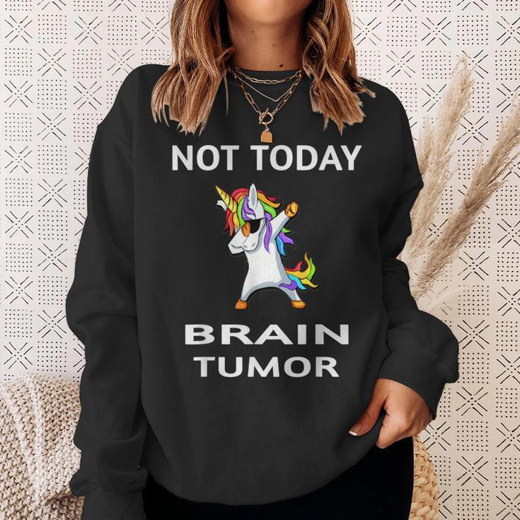 Not Today Brain Tumor Dabbing Unicorn Fighter Survivor Sweatshirt Gifts for Her