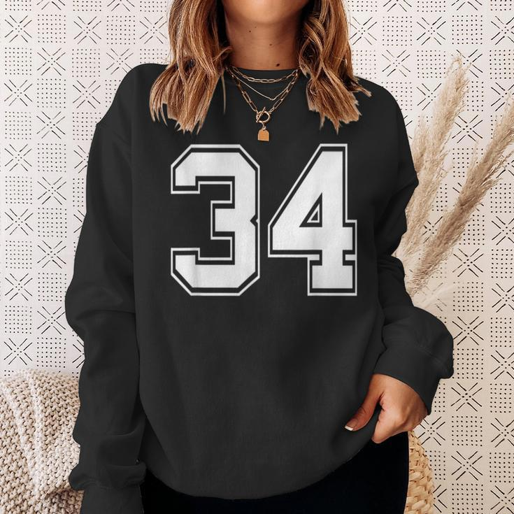 Number 34 Baseball Football Soccer Birthday Sweatshirt Gifts for Her