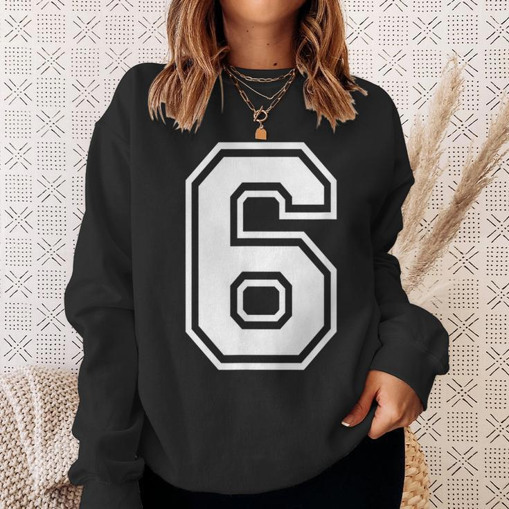 Number 6 Birthday Sports Player Team Numbered Jersey Sweatshirt Gifts for Her