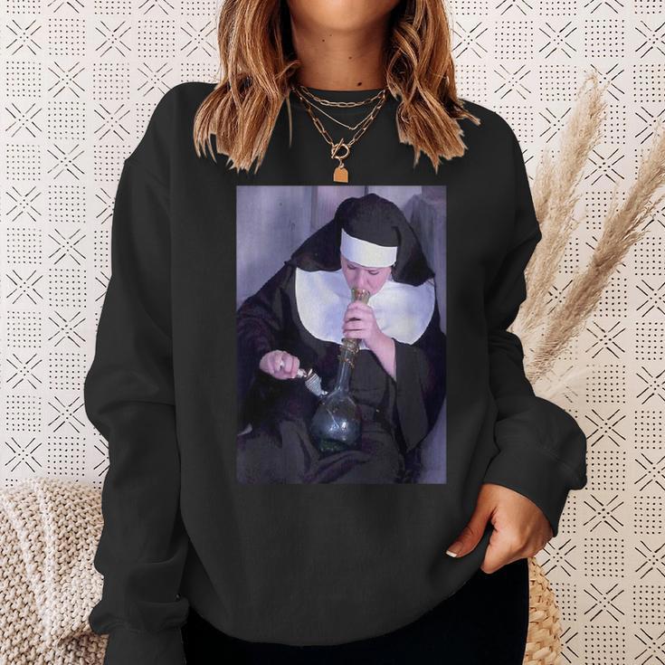 Nuns & Bongs Weed Drug Nun Smoking Nun Sweatshirt Gifts for Her