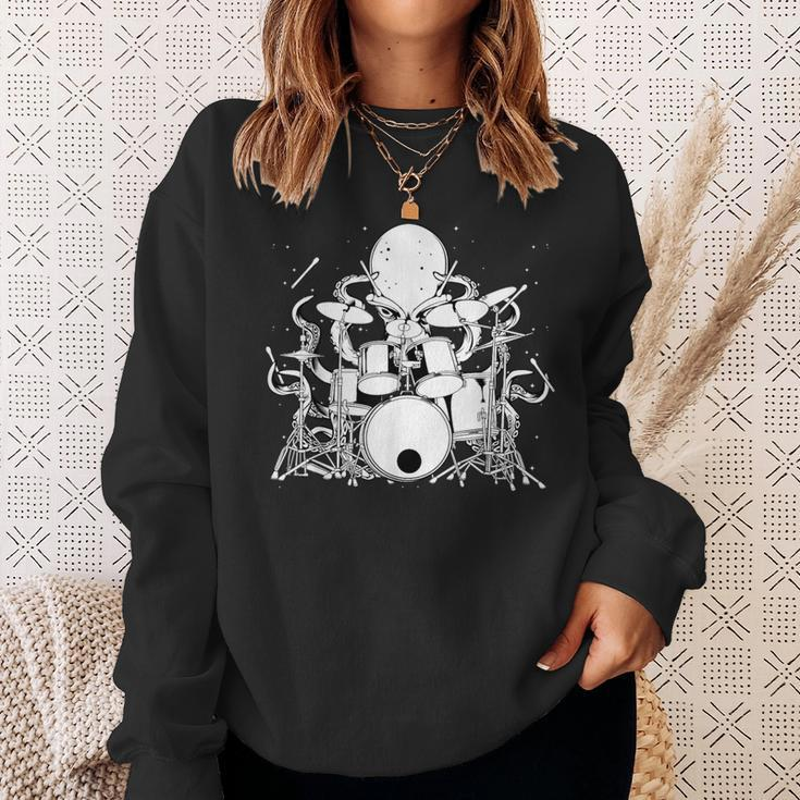 Octopus Playing Drums Drummer Musician Band Sweatshirt Gifts for Her