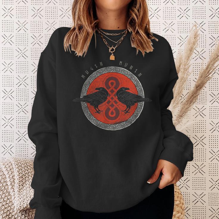 Odin's Ravens Huginn & Muninn Norse Mythology Vintage Viking Sweatshirt Gifts for Her