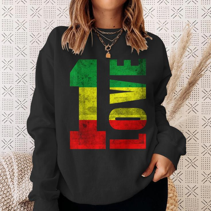 One Love Rasta Reggae Jamaican Pride Positivity Vintage Sweatshirt Gifts for Her