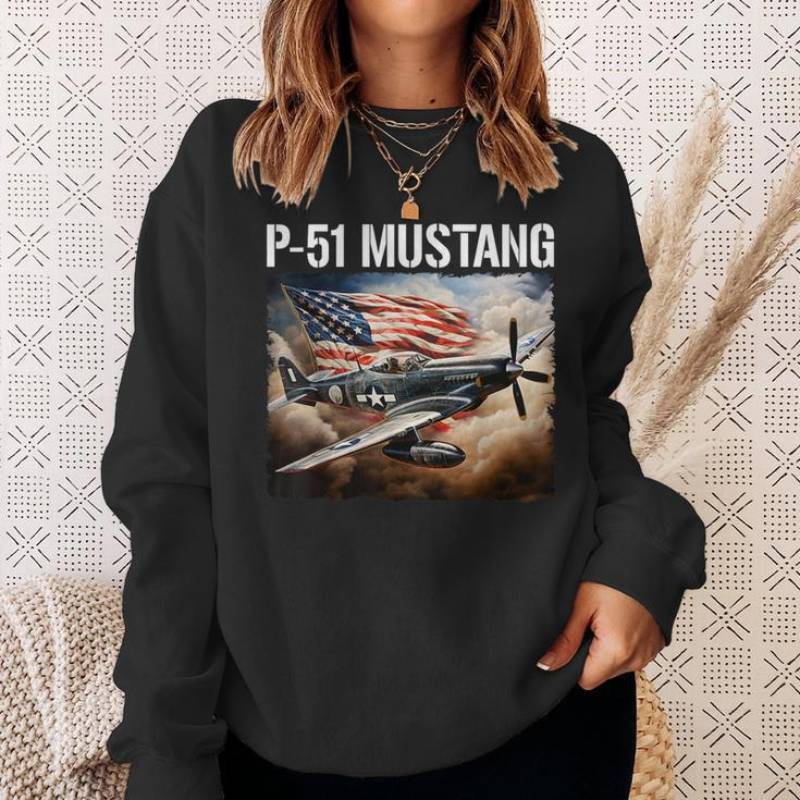 P-51 Mustang American Ww2 Fighter Airplane P-51 Mustang Sweatshirt Gifts for Her
