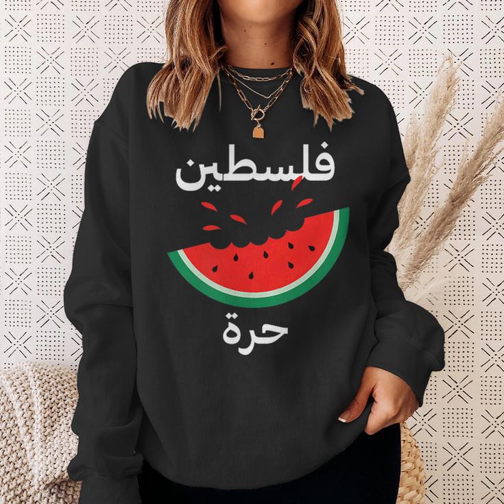 Palestine Map Watermelon Arabic Calligraphy Sweatshirt Geschenke für Sie