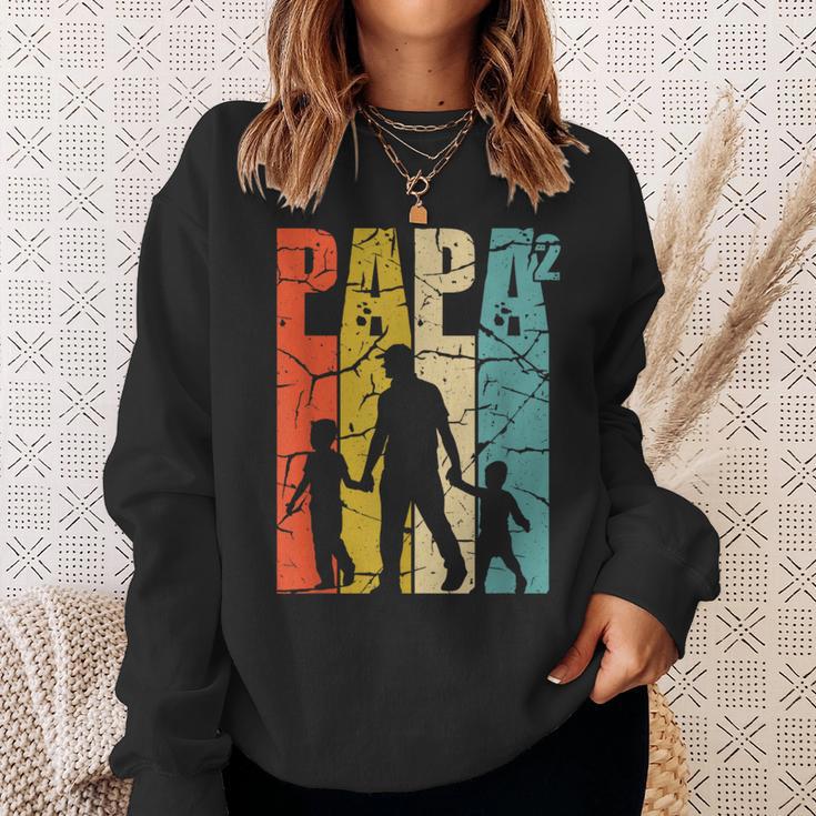 Papa 2 Söhne Dad Hoch 2 Zweifachater Zwillingpapa S Sweatshirt Geschenke für Sie