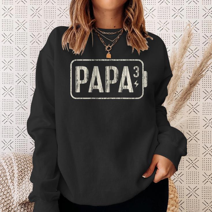 Papa 3 Kinder Lustig Dreifacher Papa Leere Akku Kapuzenjacke Sweatshirt Geschenke für Sie