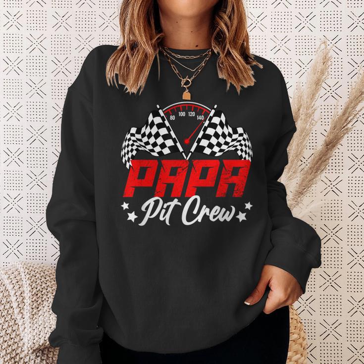 Papa Pit Crew Birthday Party Race Car Lover Racing Family Sweatshirt Gifts for Her