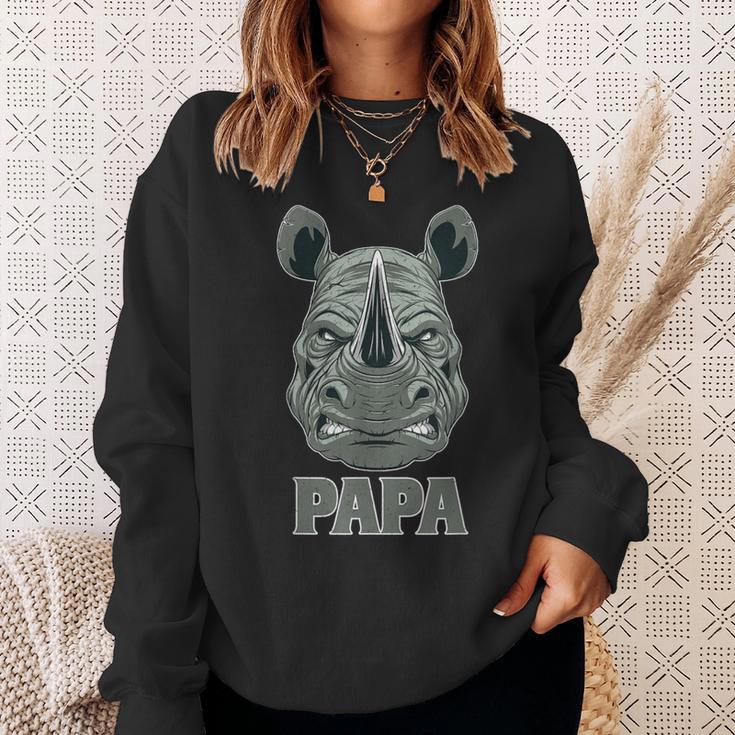 Papa Rhino Rhinoceros Fathers Day Grandpa For Men Sweatshirt Gifts for Her