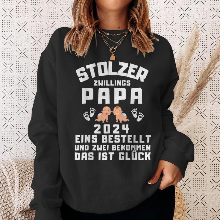 Papa Von Zwillingen 2024 Saying Proud Twin Papa 2024 Sweatshirt Geschenke für Sie