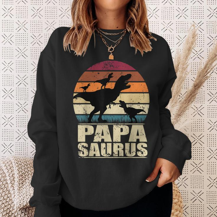 PapasaurusRex Dinosaur Triplet Dino Daddy Papa Saurus Sweatshirt Gifts for Her