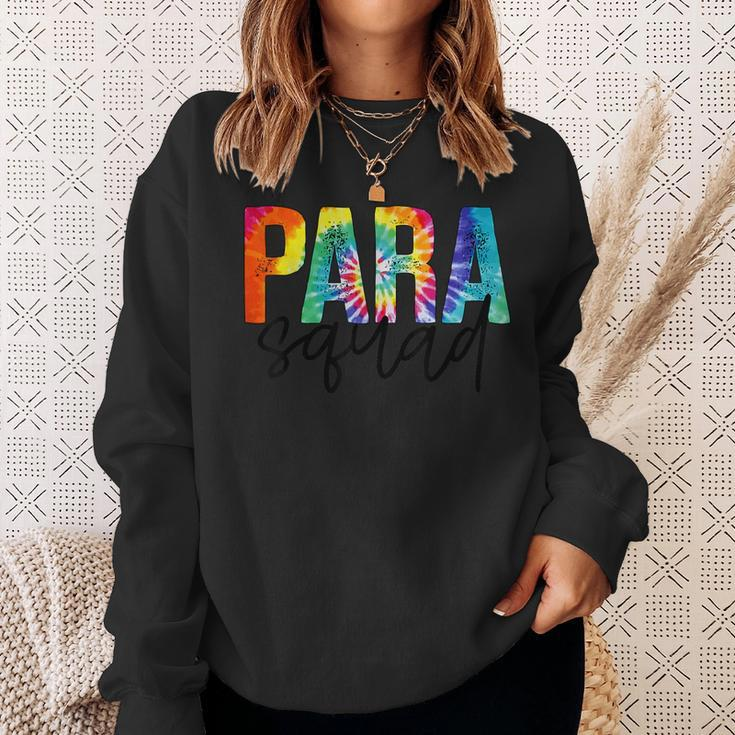 Paraprofessional Squad Tie Dye First 100 Last Days Of School Sweatshirt Gifts for Her