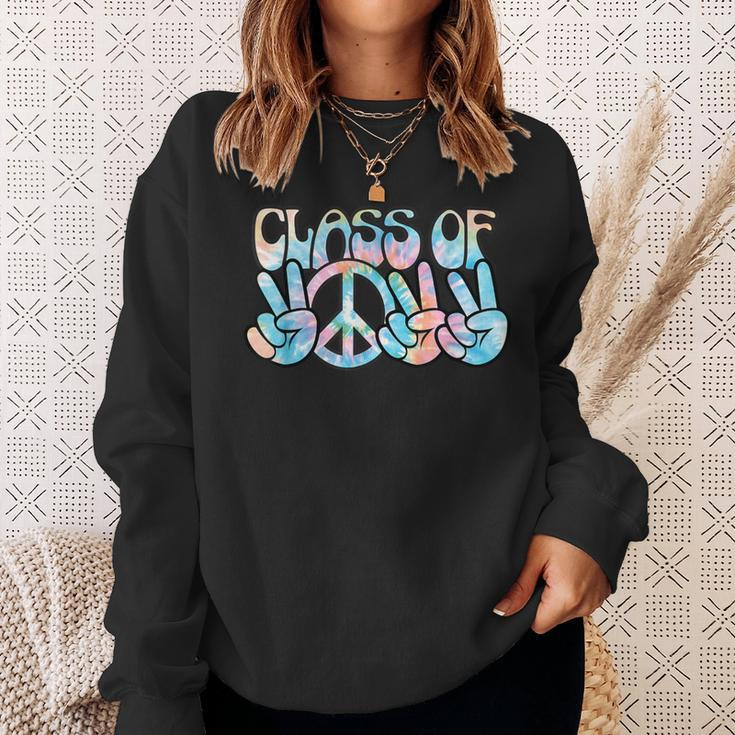 Pastel Tie Dye Peace Sign Hands Senior Class Of 2022 Sweatshirt Gifts for Her
