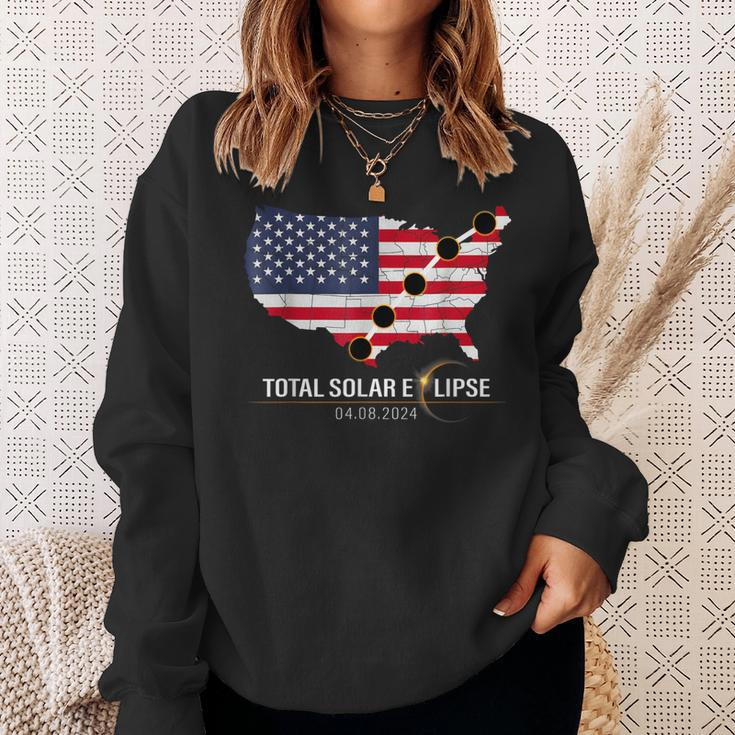Path Of Totality America Usa Map Total Solar Eclipse 2024 Sweatshirt Gifts for Her
