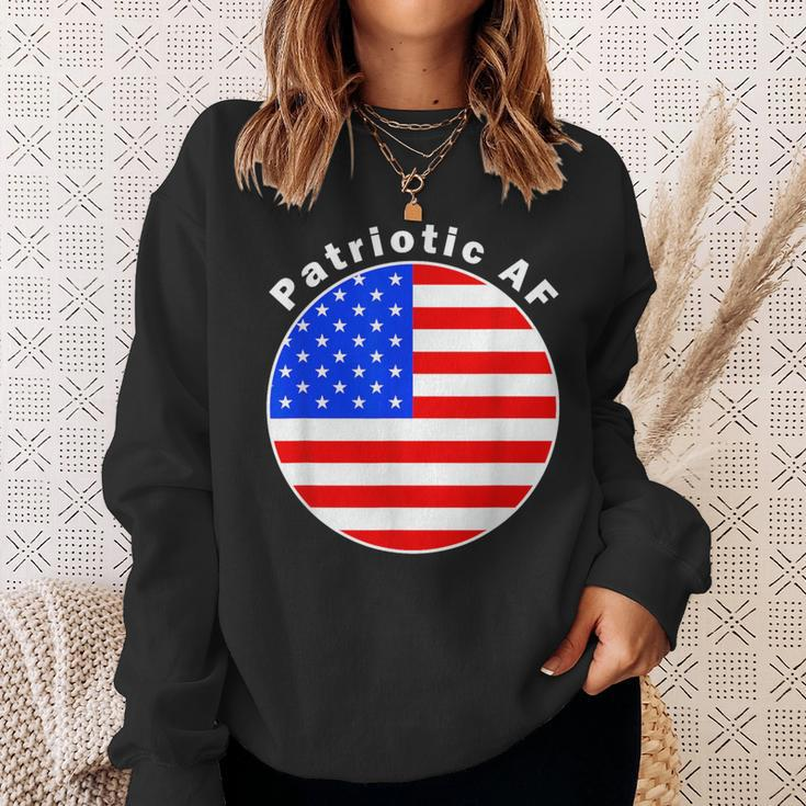 Patriotic Af American Flag Circle Sweatshirt Gifts for Her