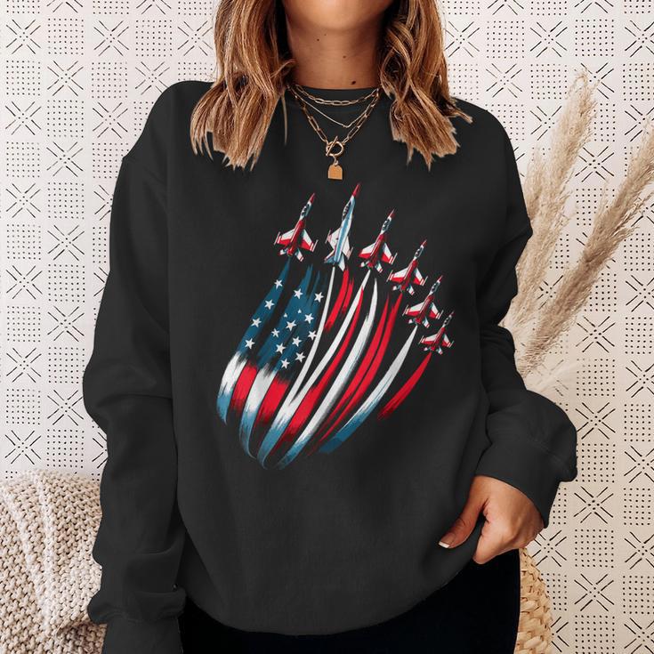 Patriotic Usa Flag Fighter Jets Boys 4Th Of July Sweatshirt Gifts for Her