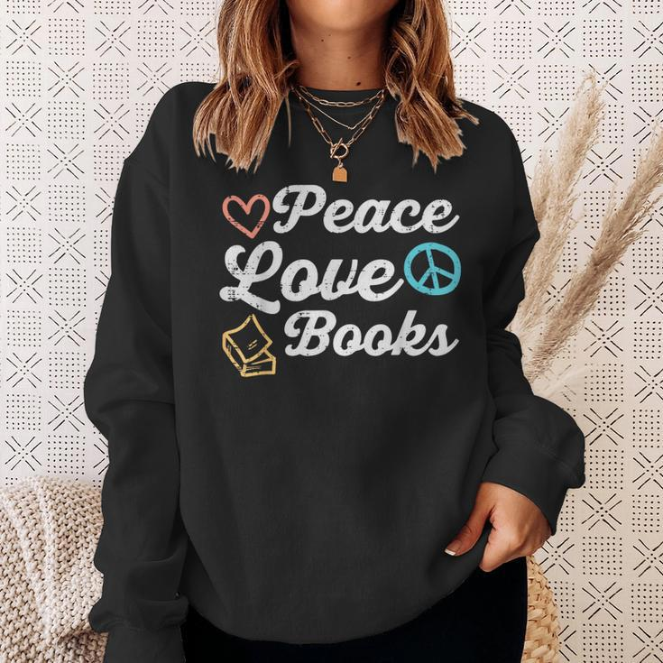 Peace Love Books Read Book Reading Librarian Across America Sweatshirt Gifts for Her