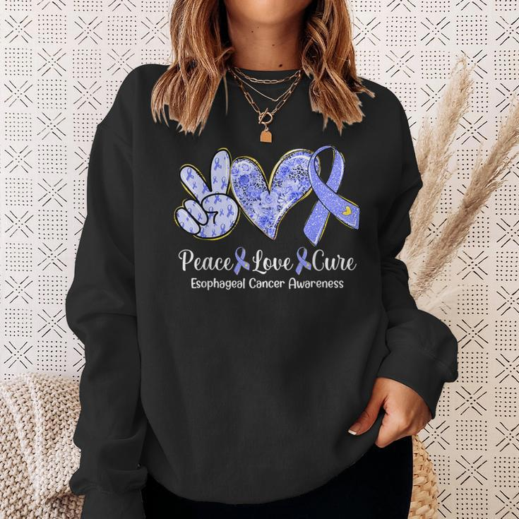 Peace Love Cure Periwinkle Ribbon Esophageal Cancer Sweatshirt Gifts for Her