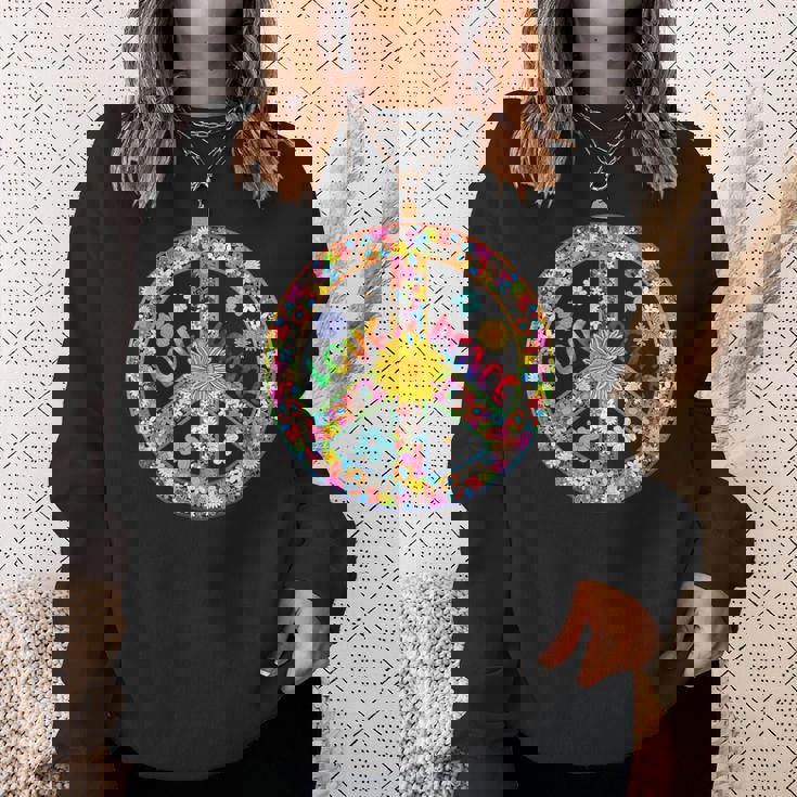 Peace Sign Love60S 70S Tie Die Hippie Costume Sweatshirt Gifts for Her
