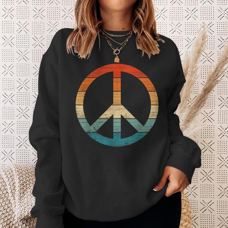 Peace Sign Vintage Distressed Anti War Freedom Retro Sweatshirt Gifts for Her
