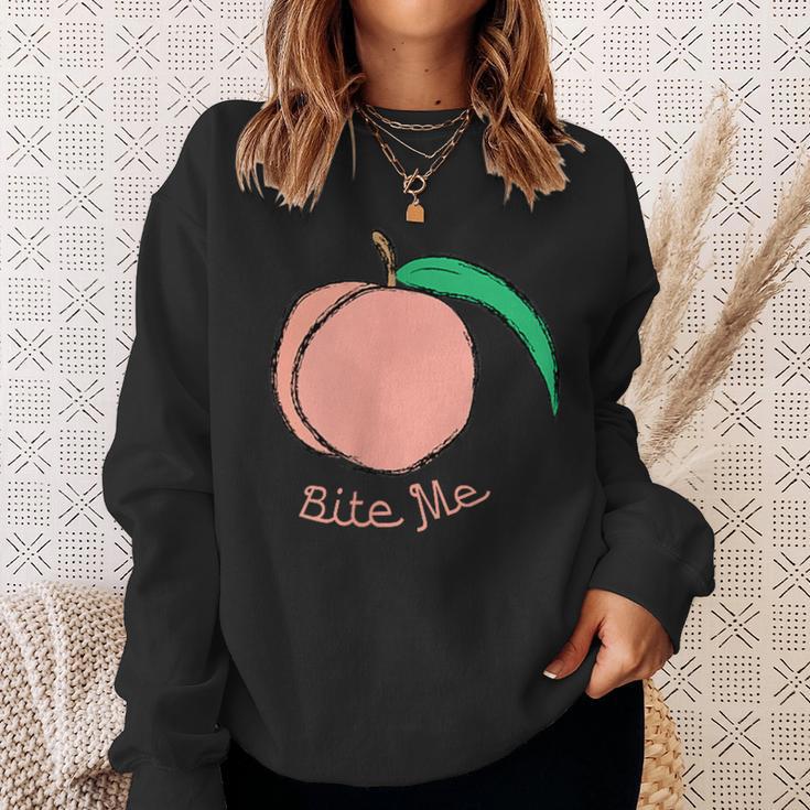 Peach Bite Me Graphic Sweatshirt Gifts for Her