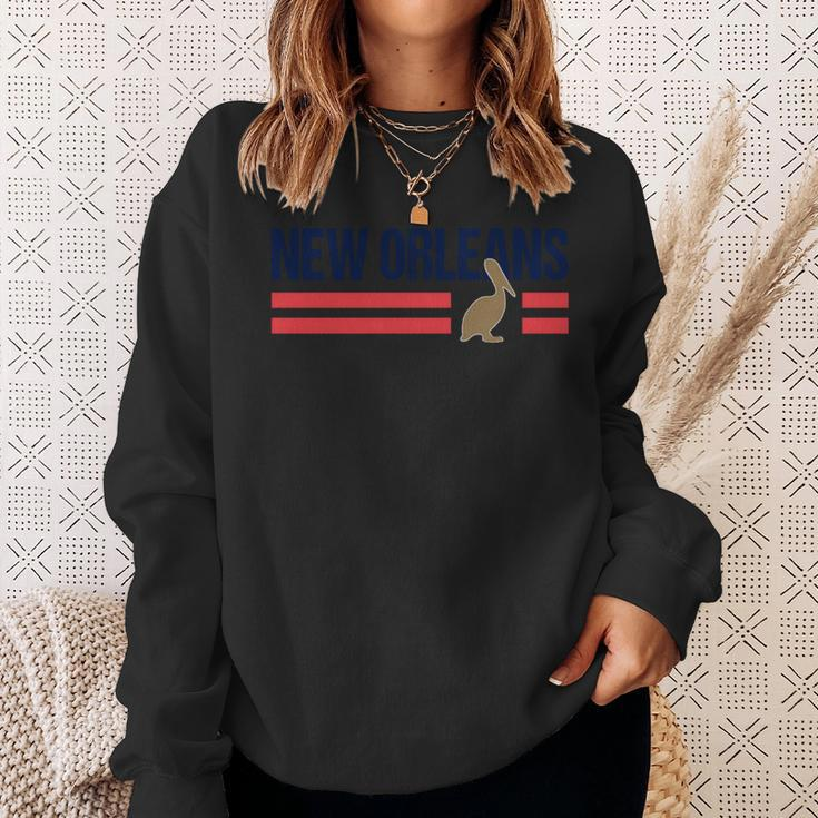 Pelican Retro Stripes New Orleans Vintage New Orleans Local Sweatshirt Gifts for Her