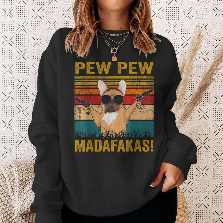 Pew Pew Madafakas French Bulldog Dogs Dad Vintage Sweatshirt Geschenke für Sie