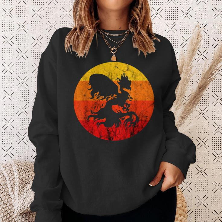 Phoenix Mythical Rebirth Fire Bird Vintage Retro Sunset Sweatshirt Gifts for Her