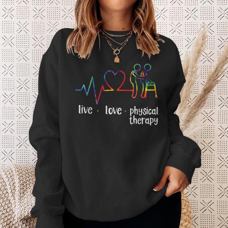 Physical Therapist Therapy Assistant Tie Dye Heartbeat Heart Sweatshirt Gifts for Her