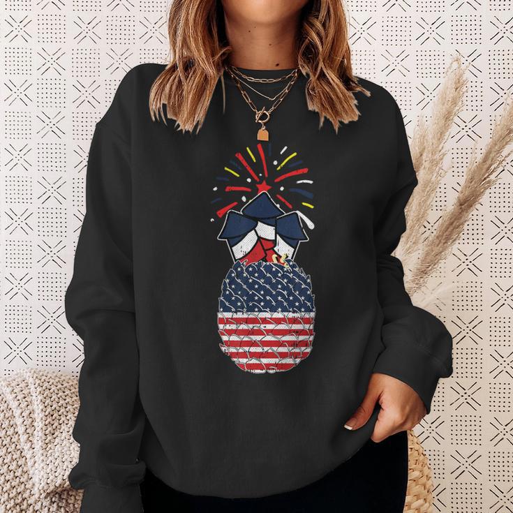 Pineapple American Flag 4Th Of July Cool Hawaiian Patriotic Sweatshirt Gifts for Her