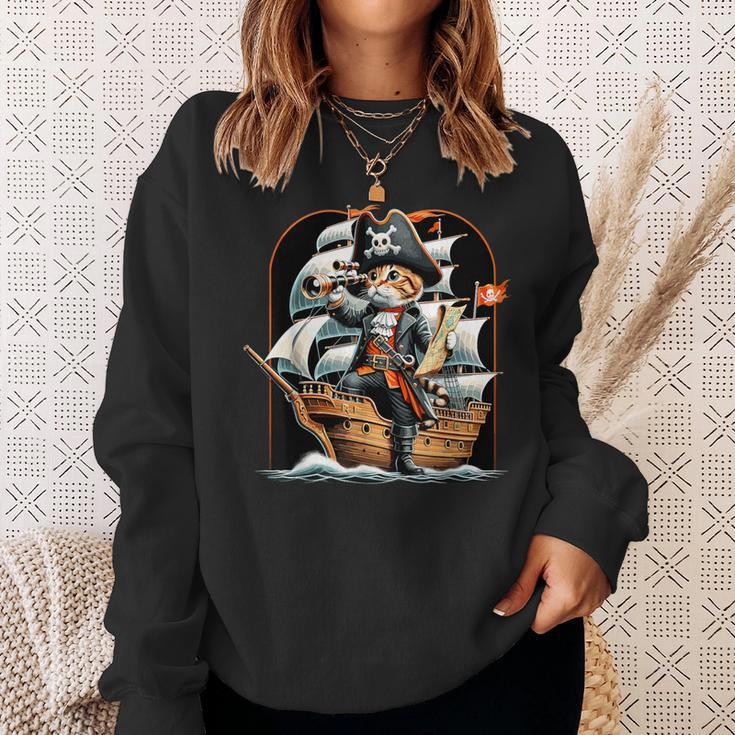 Pirate Cat Adventure Sweatshirt Gifts for Her