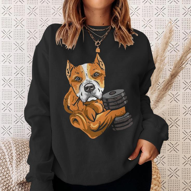 Pitbull Weightlifting Dog Mom Dad Weightlifting Sweatshirt Gifts for Her