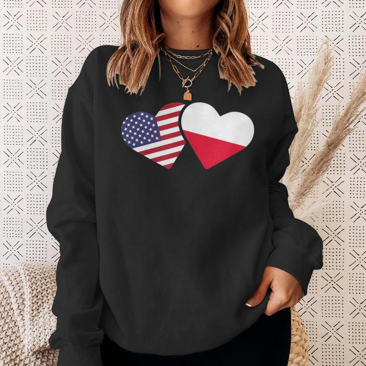 Poland Usa FlagHeart Polish American Love Sweatshirt Gifts for Her