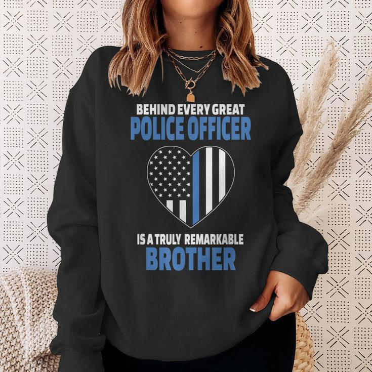 Police Officer Brother Cute Heart Flag Sweatshirt Gifts for Her